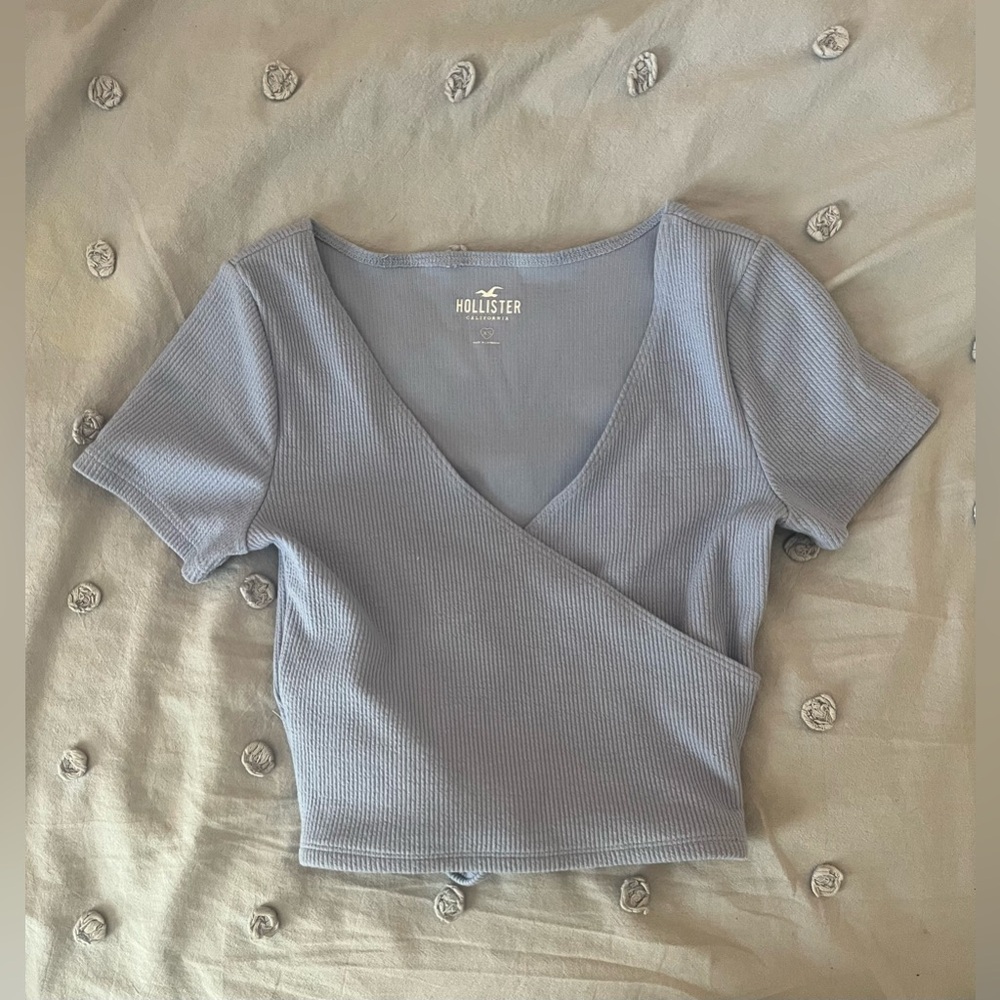 Hollister Light Blue Wrap Crop Top